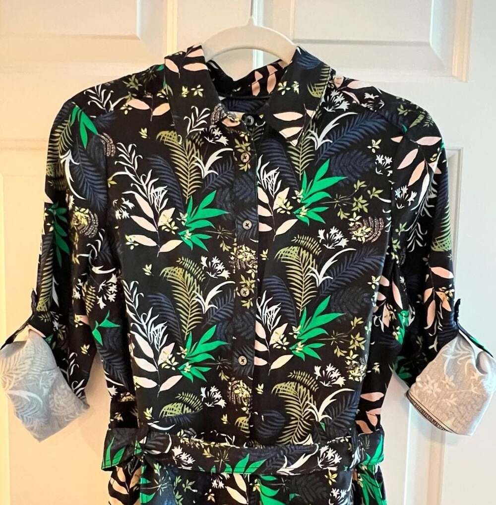 Boden Tropical Leaf Print Belted Romper Size US 4R‎